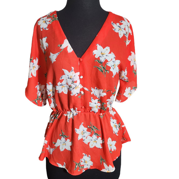 Sienna Sky Tops - Sienna Sky peplum blouse floral v neck sz M
